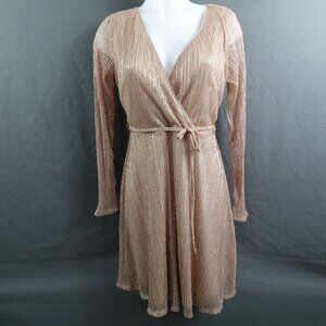Maurices Womens Dress XS Champagne Pink Sparkle Retro Glam Statement Sheer NEW